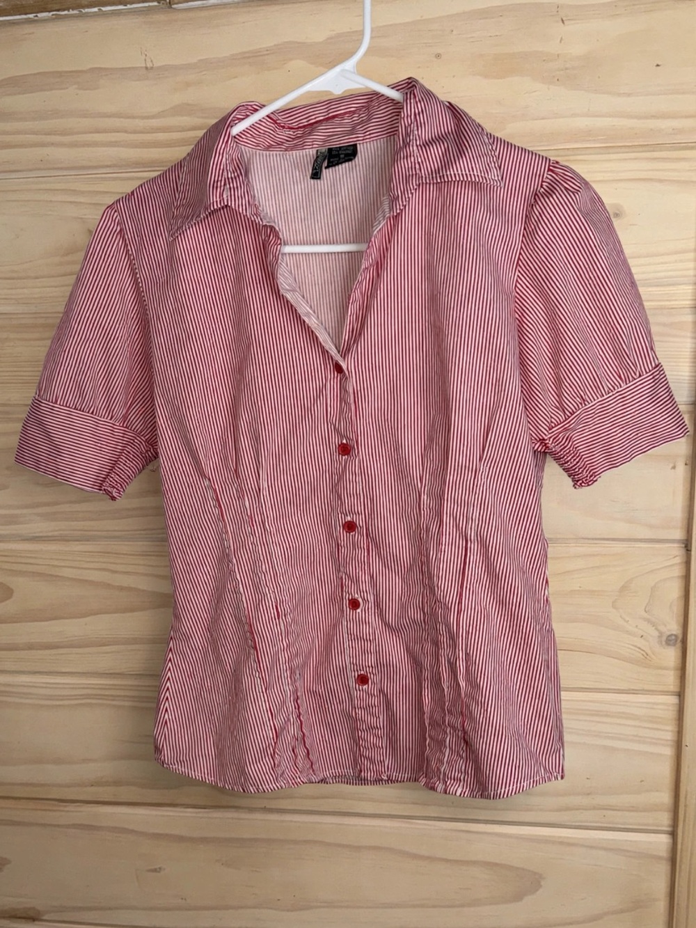 Passport Red and White Striped Short-Sleeve Button-Down Shirt